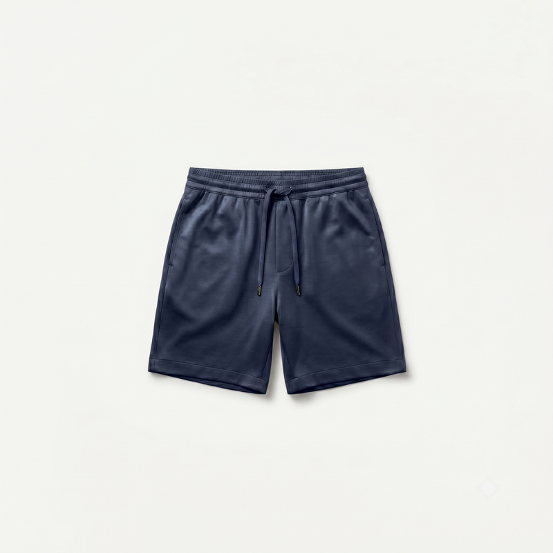 Marbenio's Navy Shiny Shorts – front view