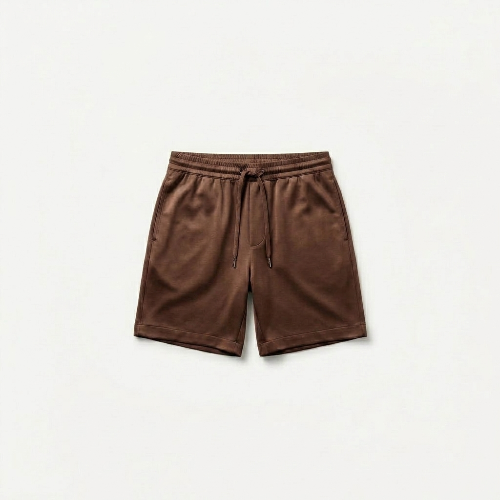 Marbenio's Brown Shiny Shorts – front view
