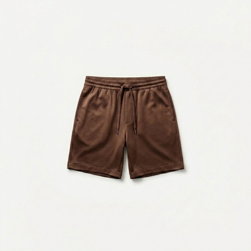 Marbenio's Brown Shiny Shorts – front view