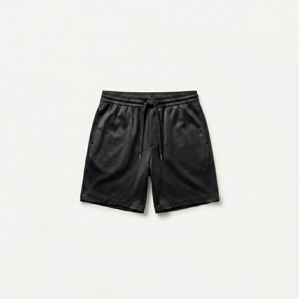 Marbenio's Black Shiny Shorts – front view