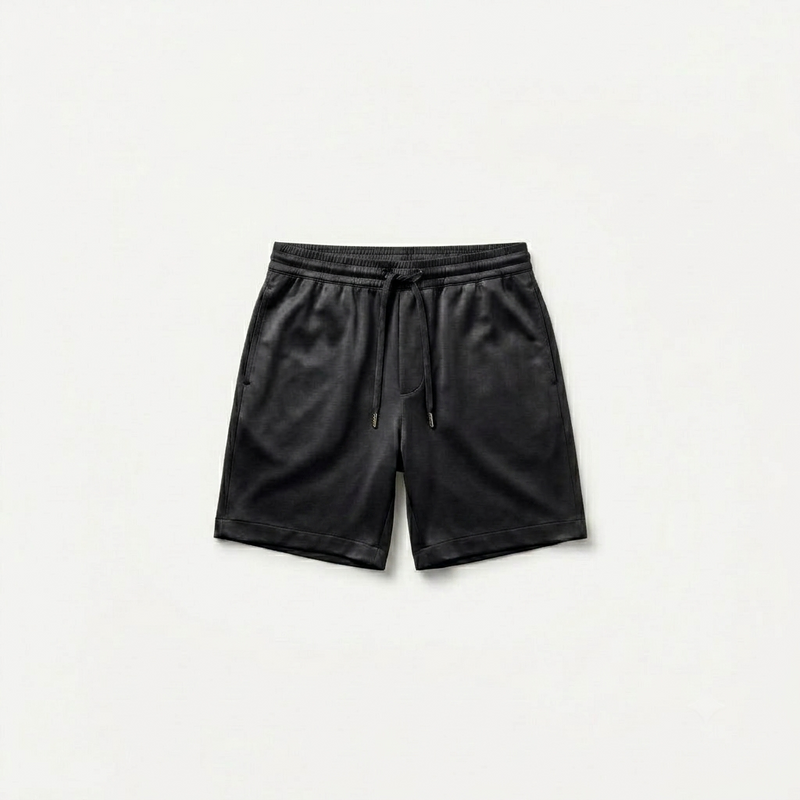 Marbenio's Black Shiny Shorts – front view