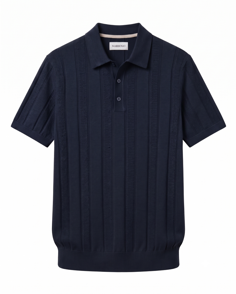 Marbenio's Knit Polo Navy – front view