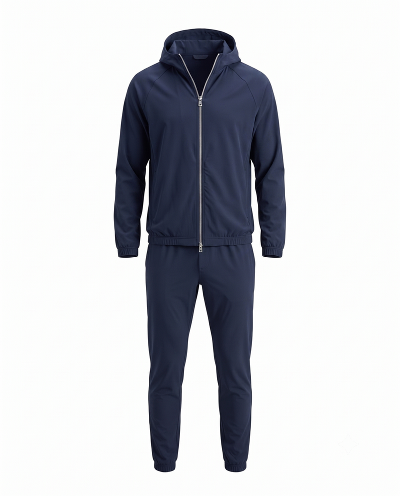 Marbenio's Navy Hooded Tech Set – front view