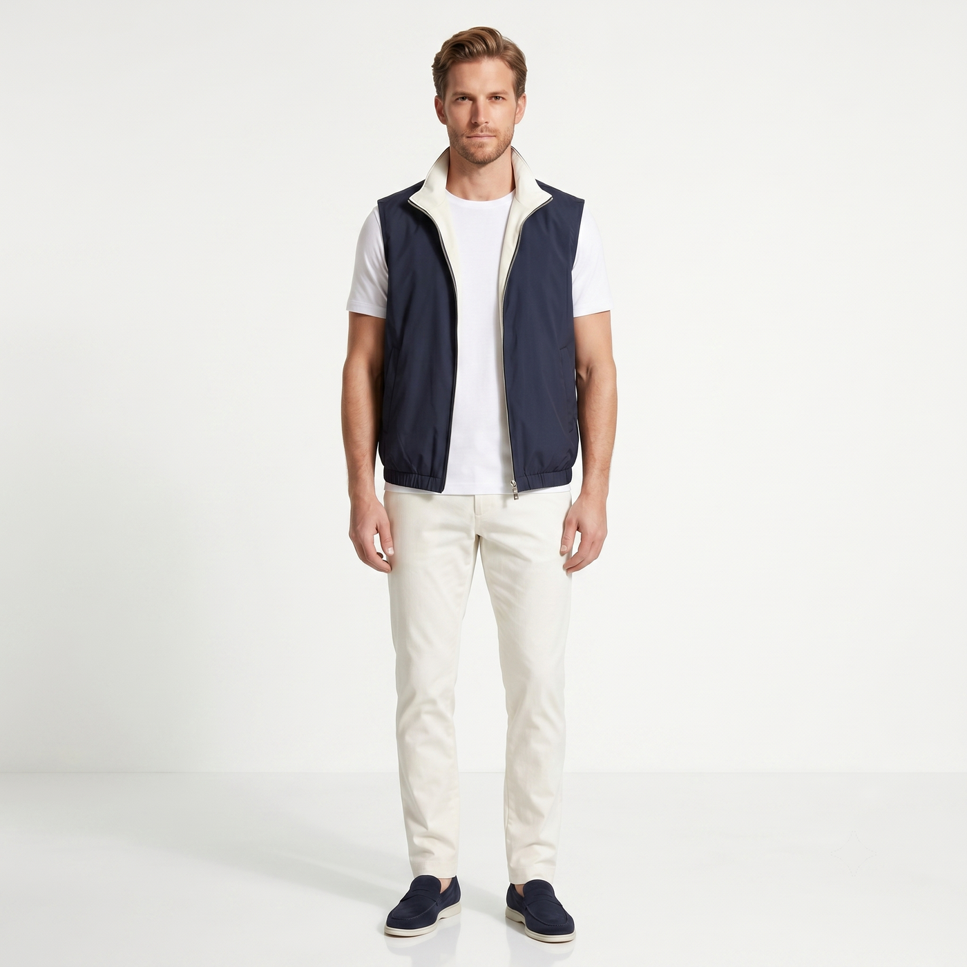 Marbenio's Navy Reversible Gilet – reverse side