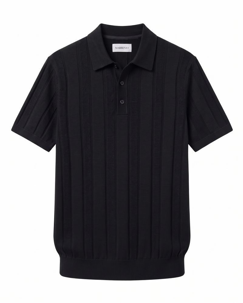 Marbenio's Knit Polo Black – front view