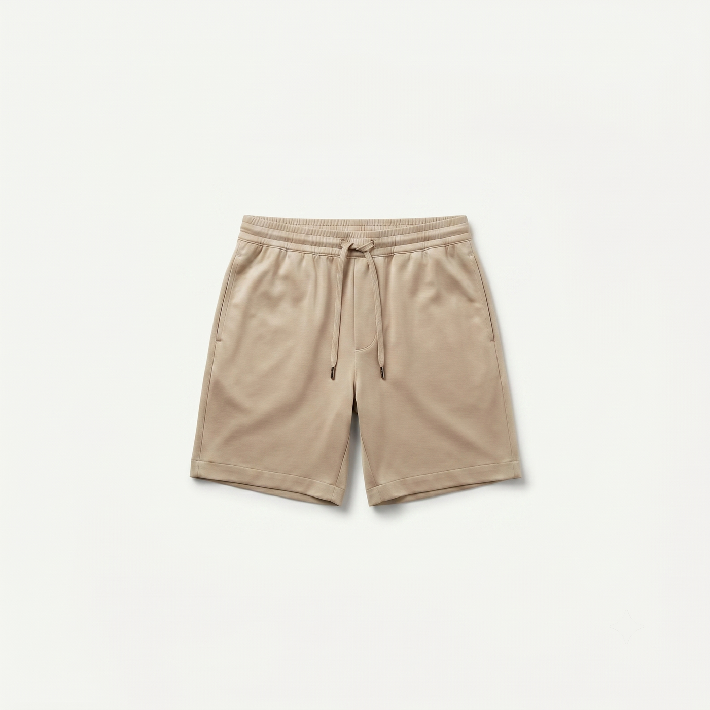 Marbenio's Beige Shiny Shorts – front view