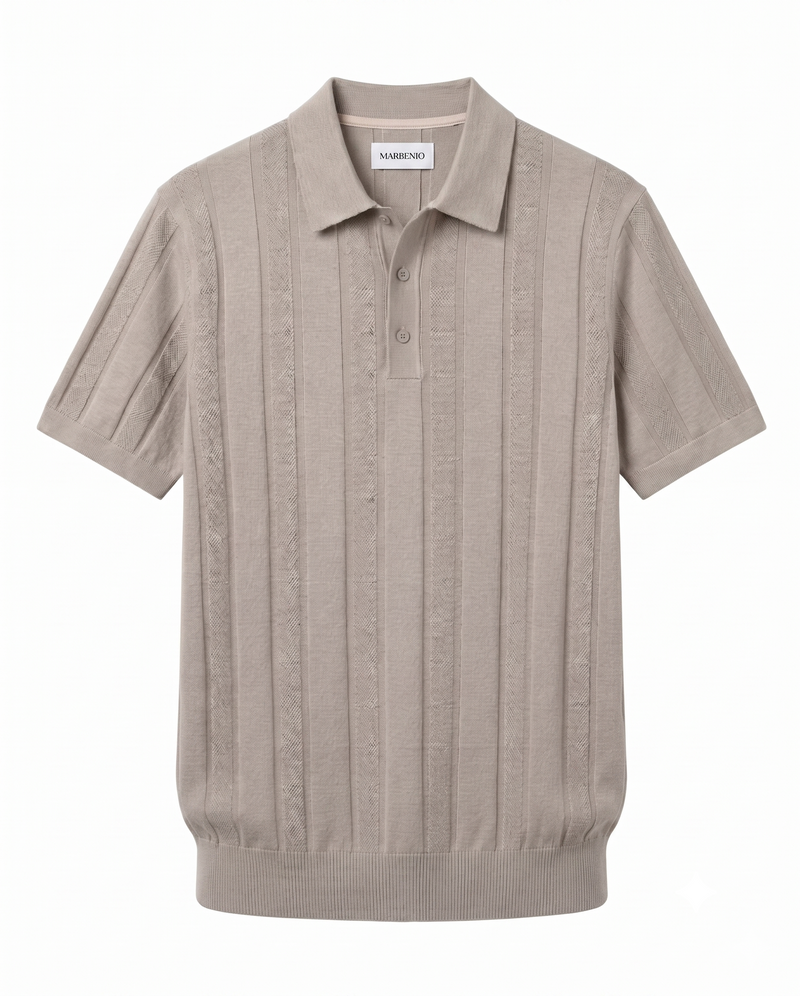 Marbenio's Knit Polo Beige – front view