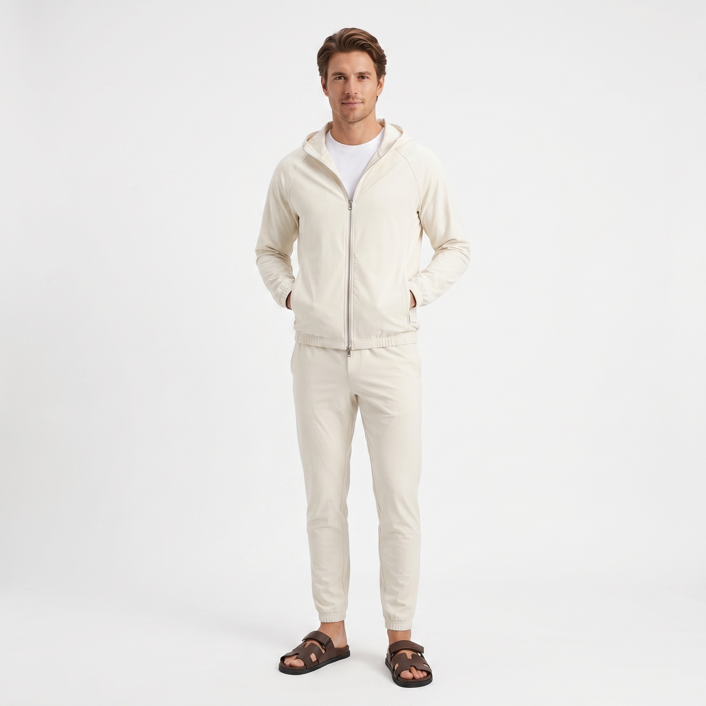 Marbenio's Beige Hooded Tech Set – reverse side