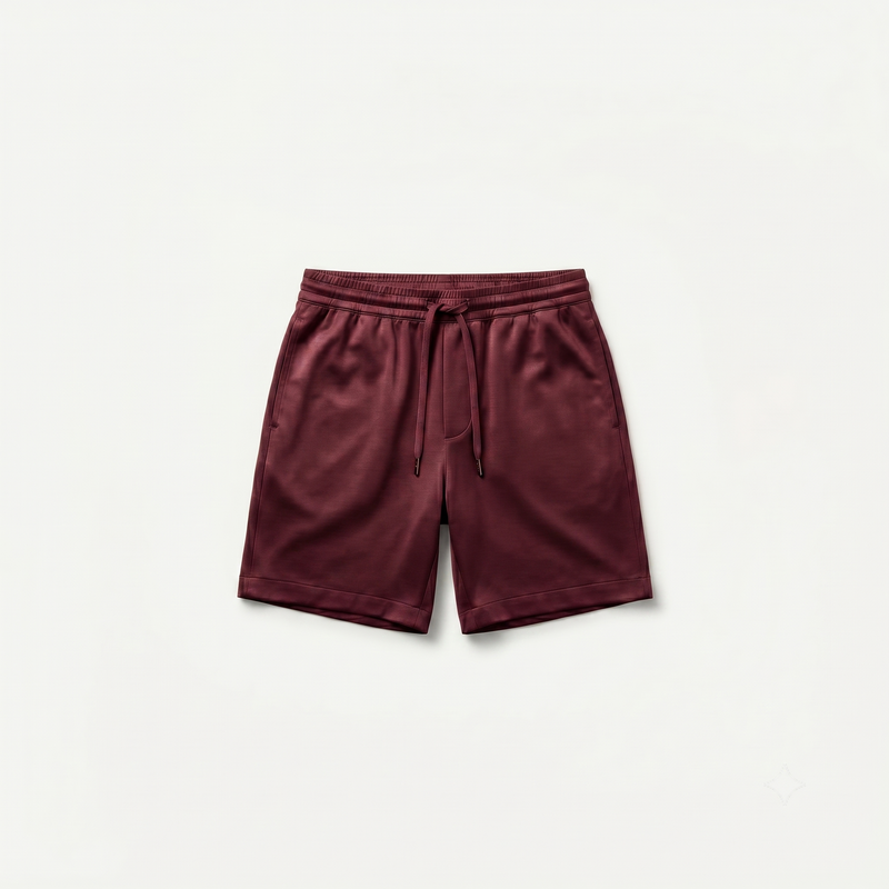 Marbenio's Bordeaux Shiny Shorts – front view