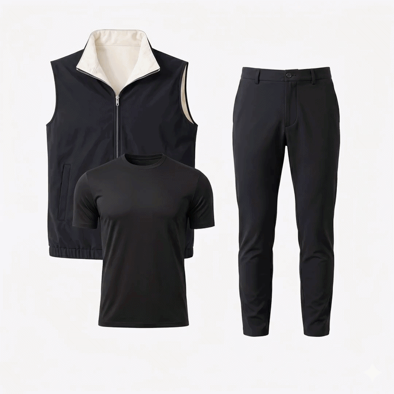 Marbenioâ€™s Triple Black Gilet Bundle – reverse side