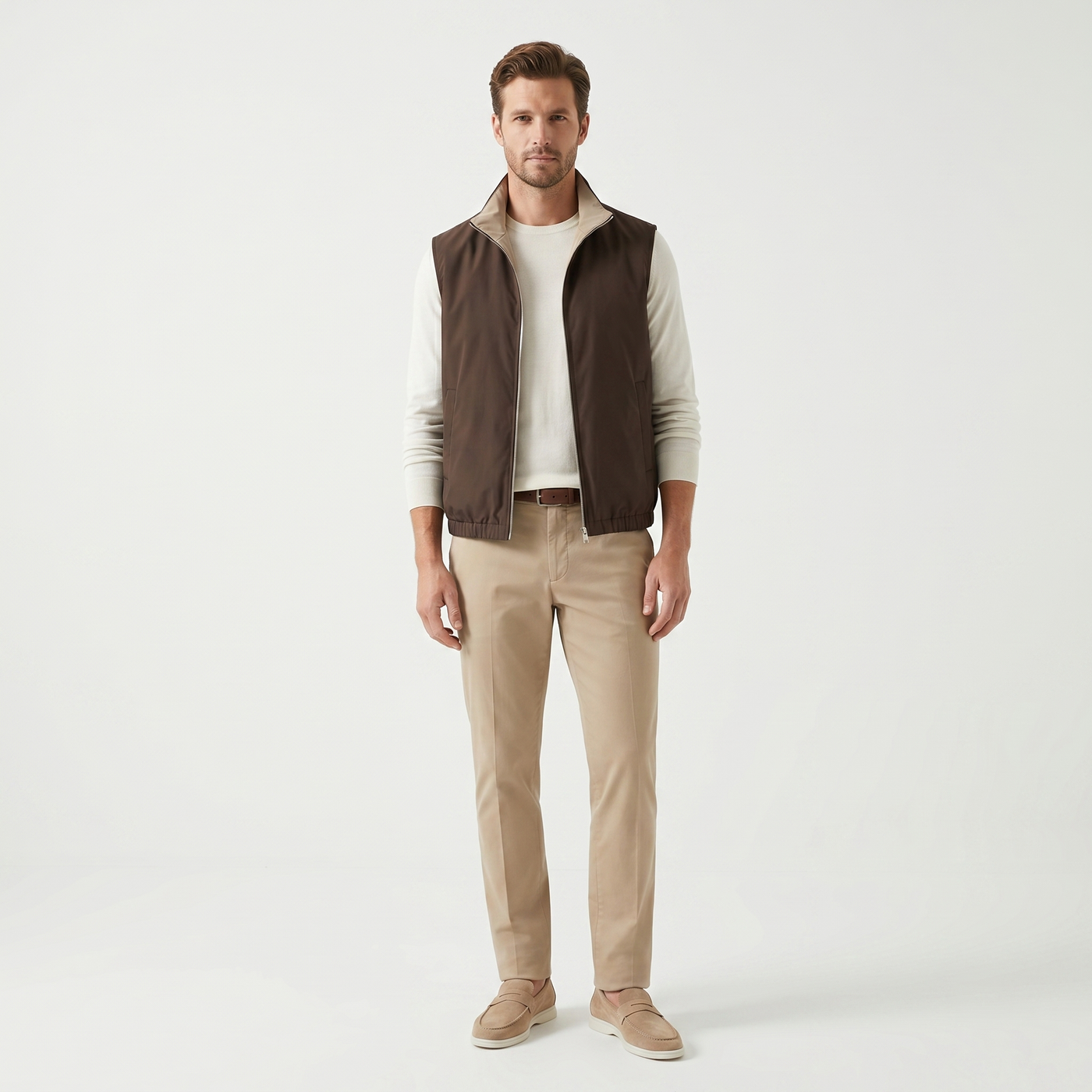 Marbenio's Brown Reversible Gilet – reverse side
