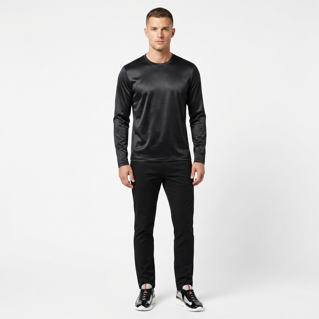 Marbenio's Black Shiny Longsleeve – reverse side