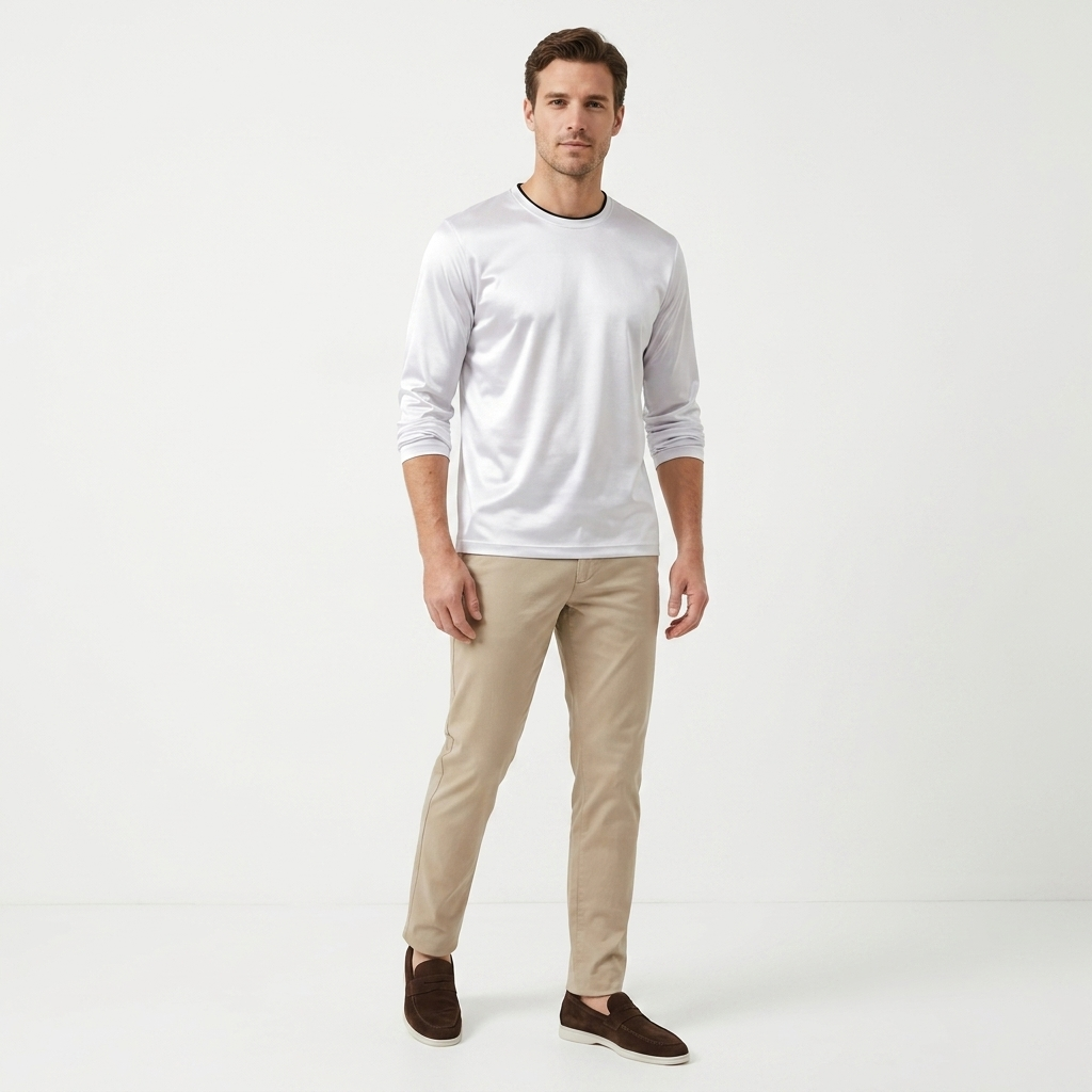 Marbenio's White Shiny Longsleeve – reverse side