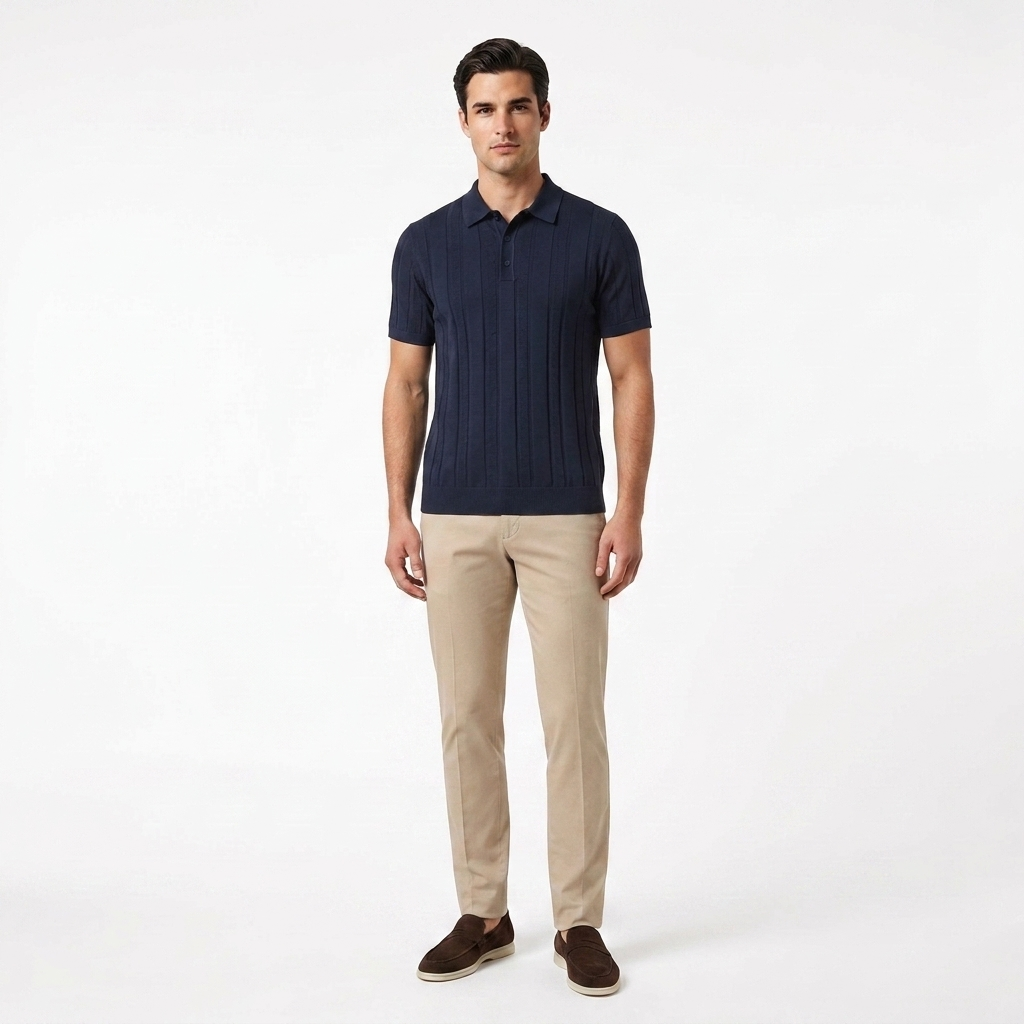 Marbenio's Knit Polo Navy – reverse side