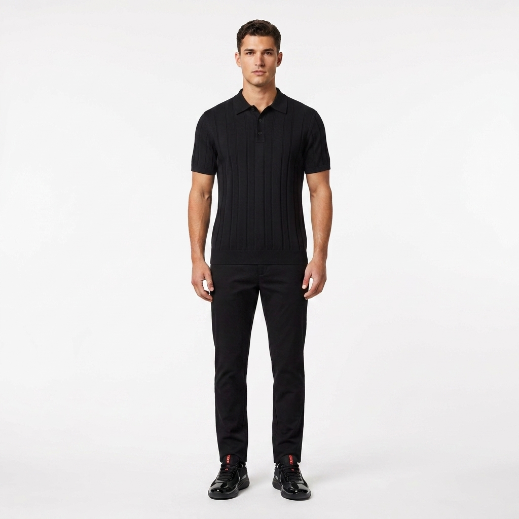 Marbenio's Knit Polo Black – reverse side