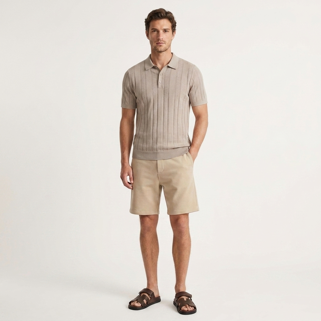 Marbenio's Knit Polo Beige – reverse side