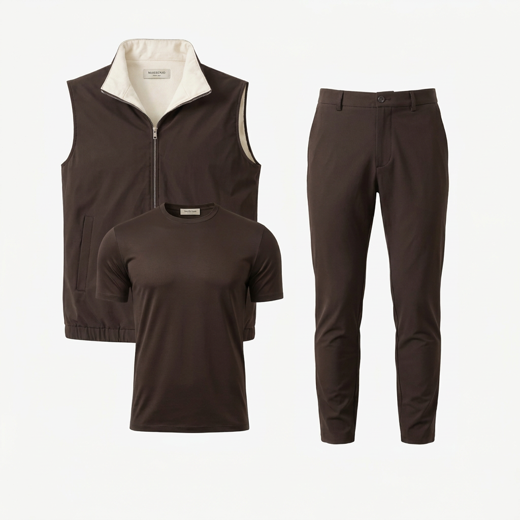 Triple Gilet Set Brown