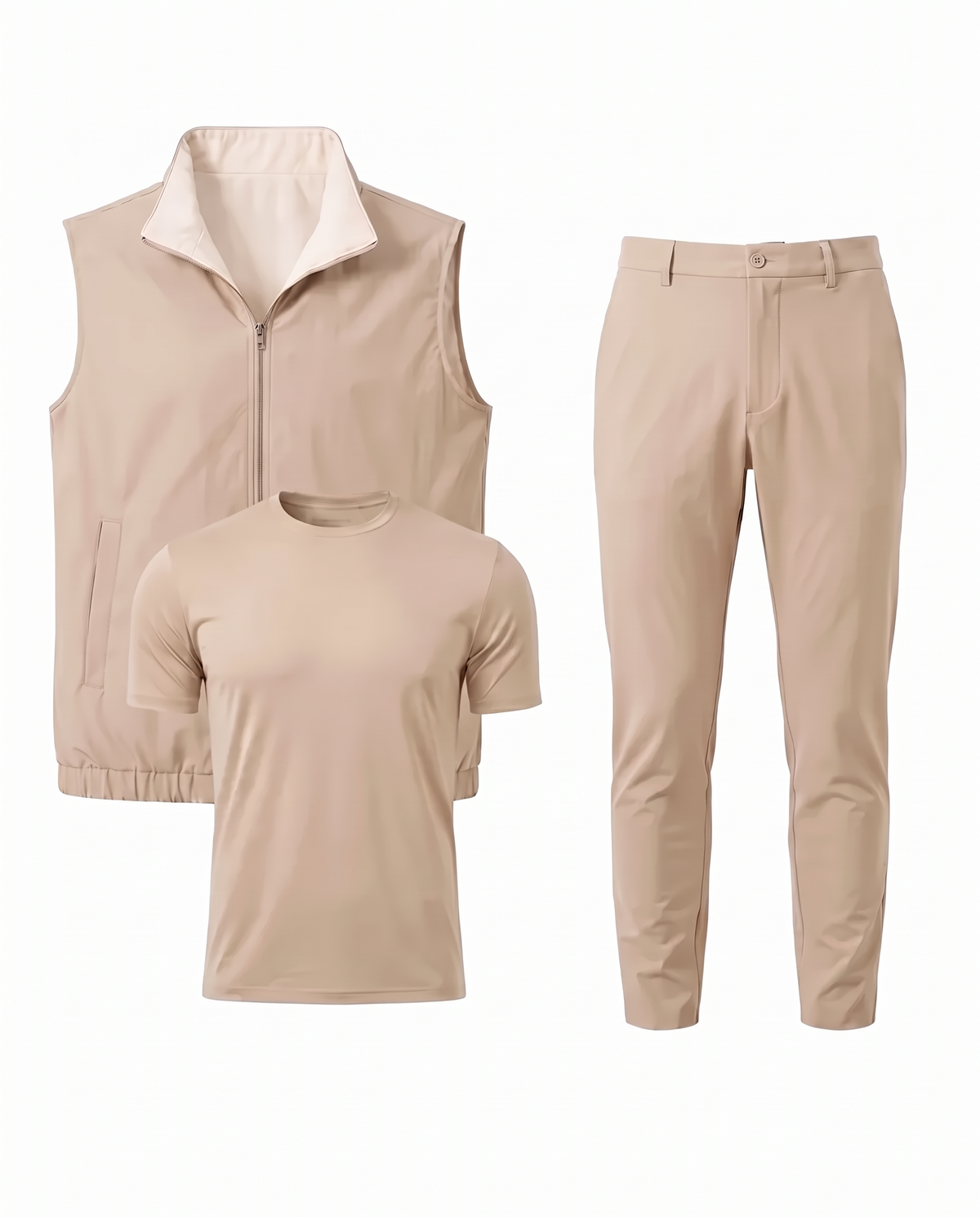 Triple Gilet Set Beige
