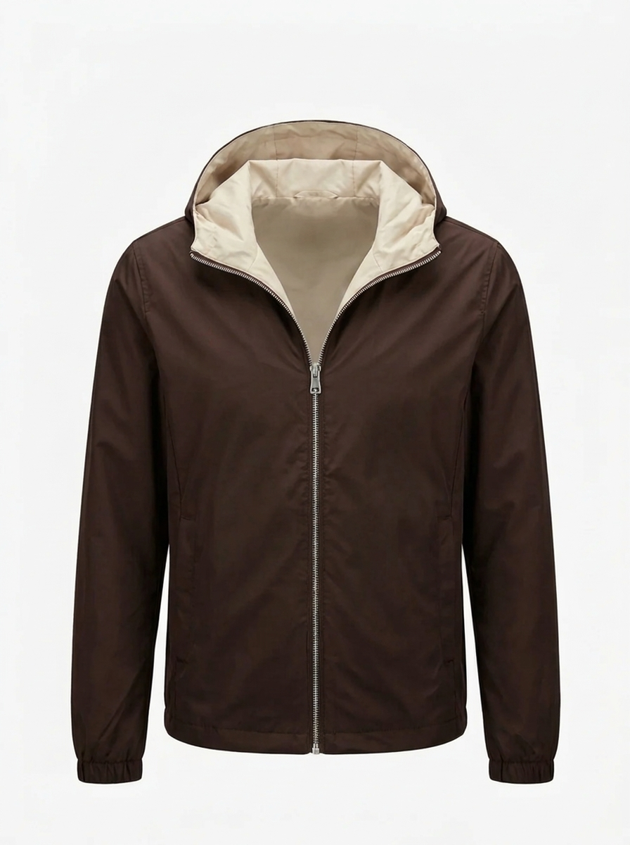 Hooded Sleek Jacket Brown