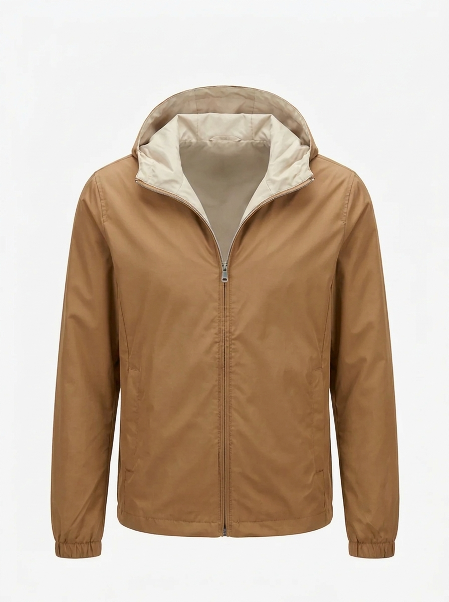 Hooded Sleek Jacket Beige