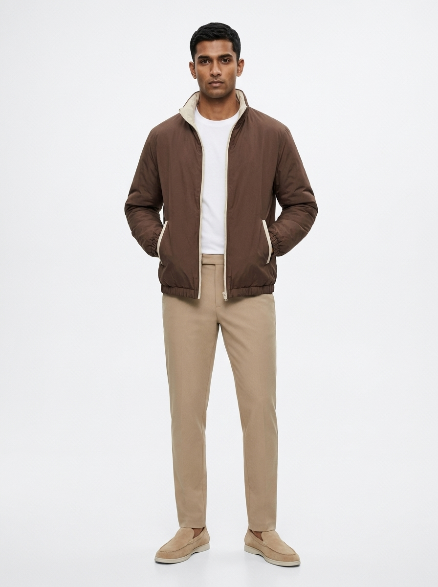 Reversible Quilted Jacket Brown