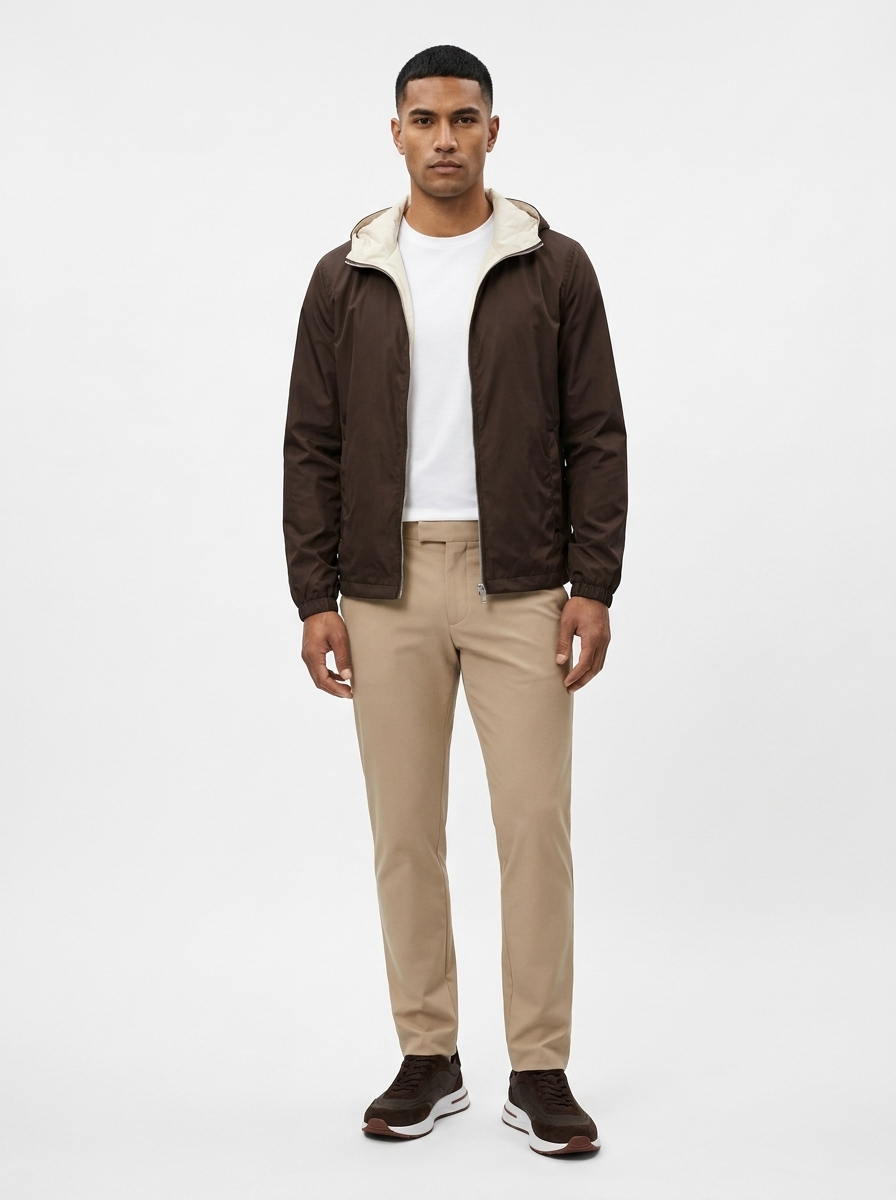 Hooded Sleek Jacket Brown