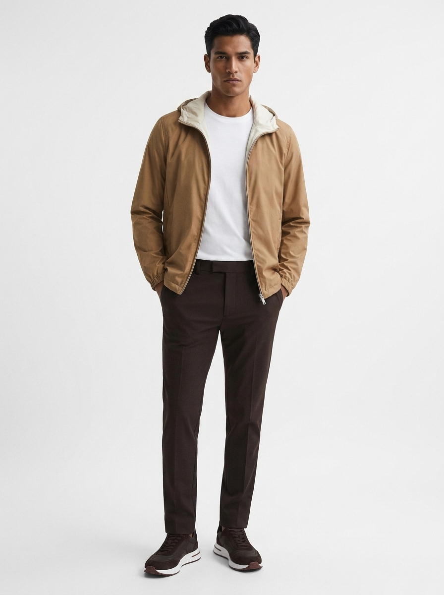 Hooded Sleek Jacket Beige