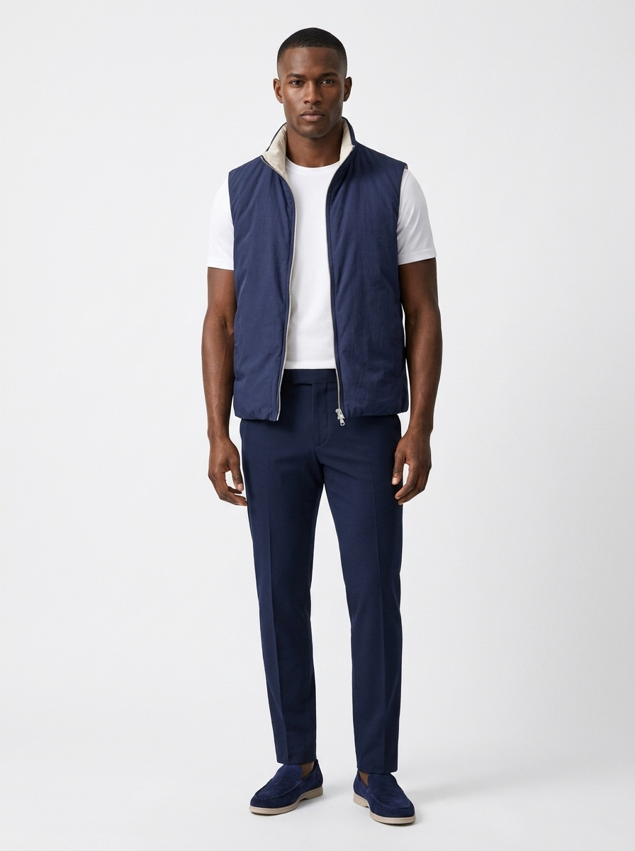 Reversible Quilted Gilet Navy