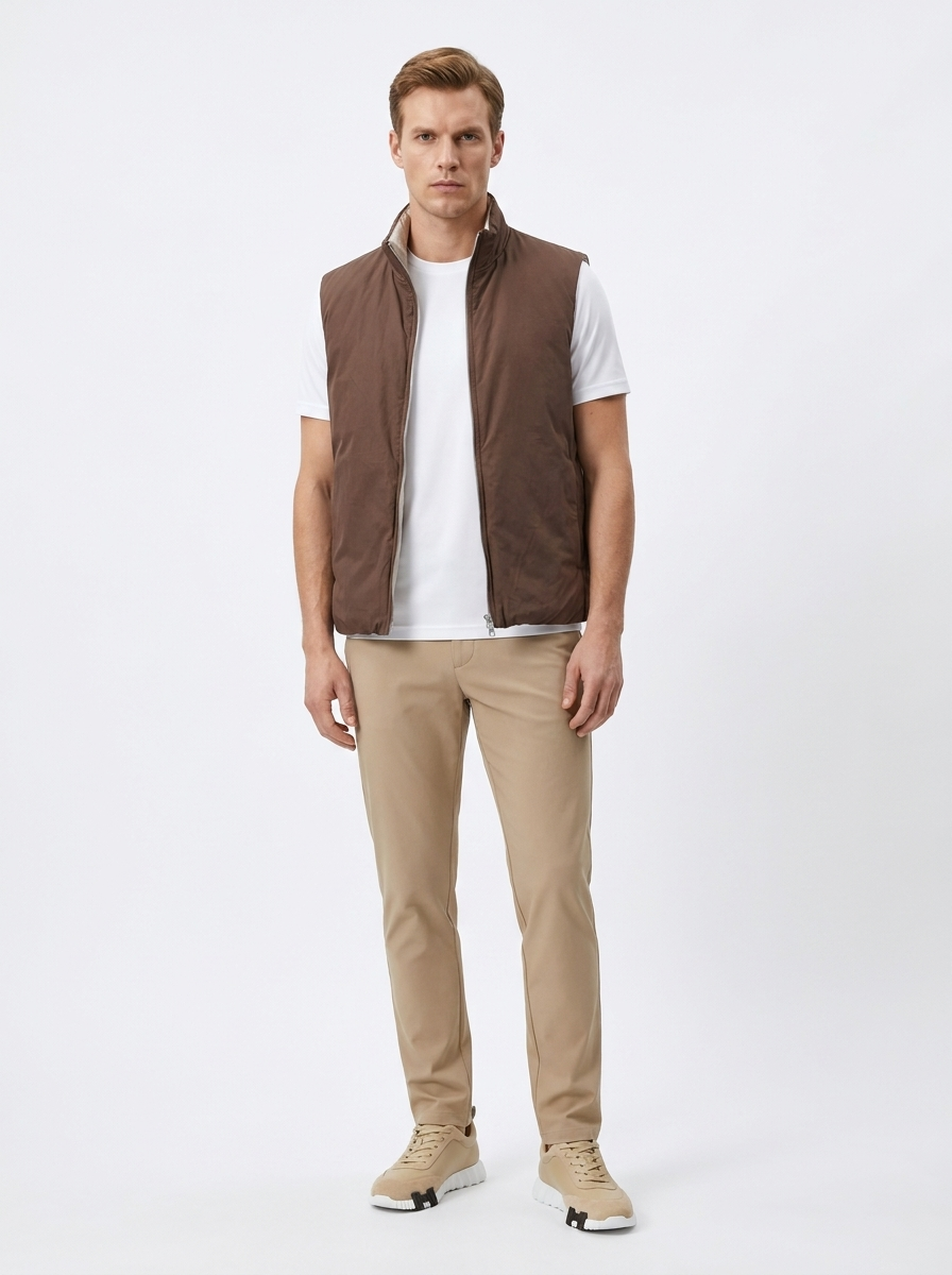 Reversible Quilted Gilet Brown