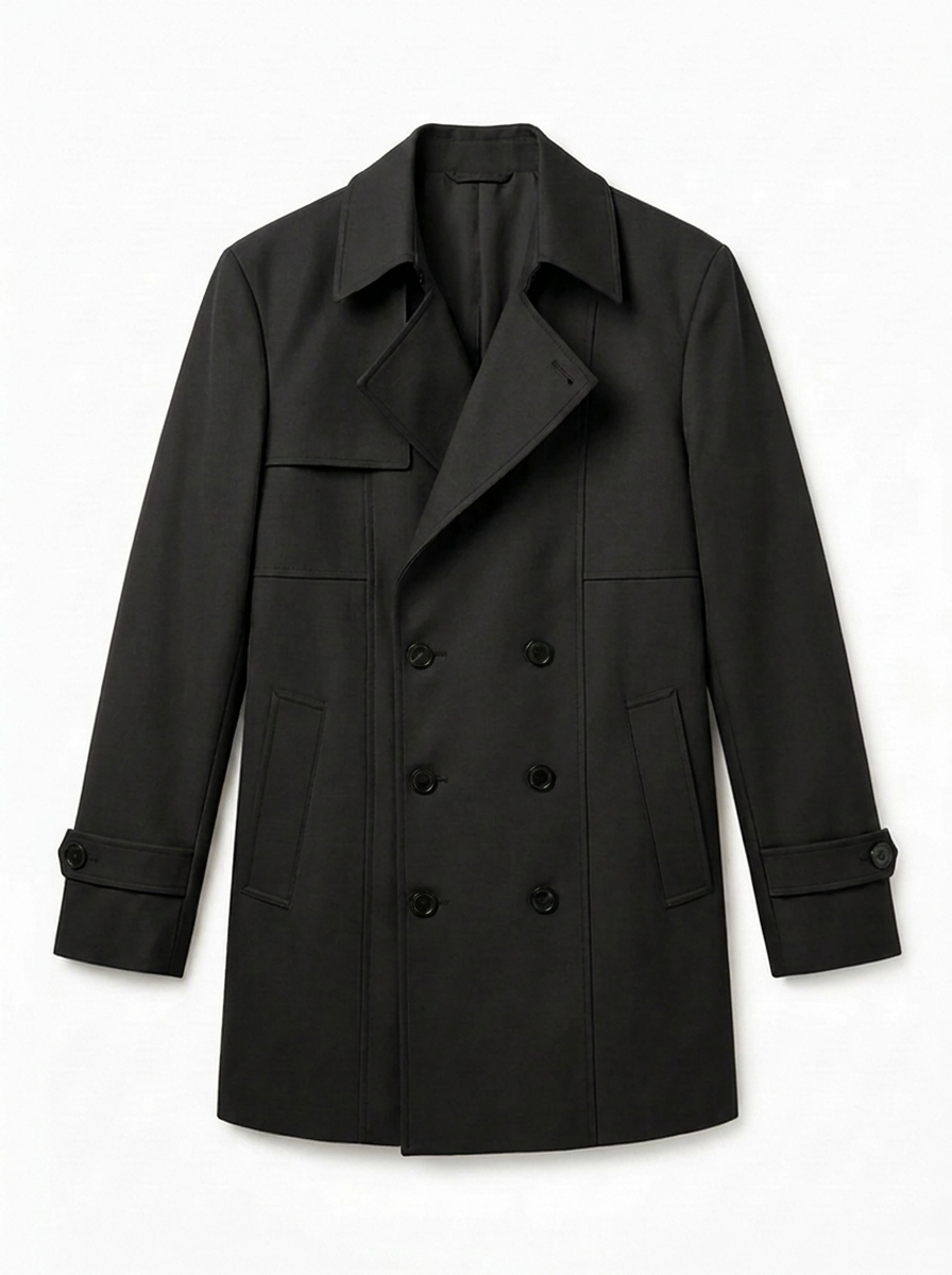 Double Breasted Trench Black