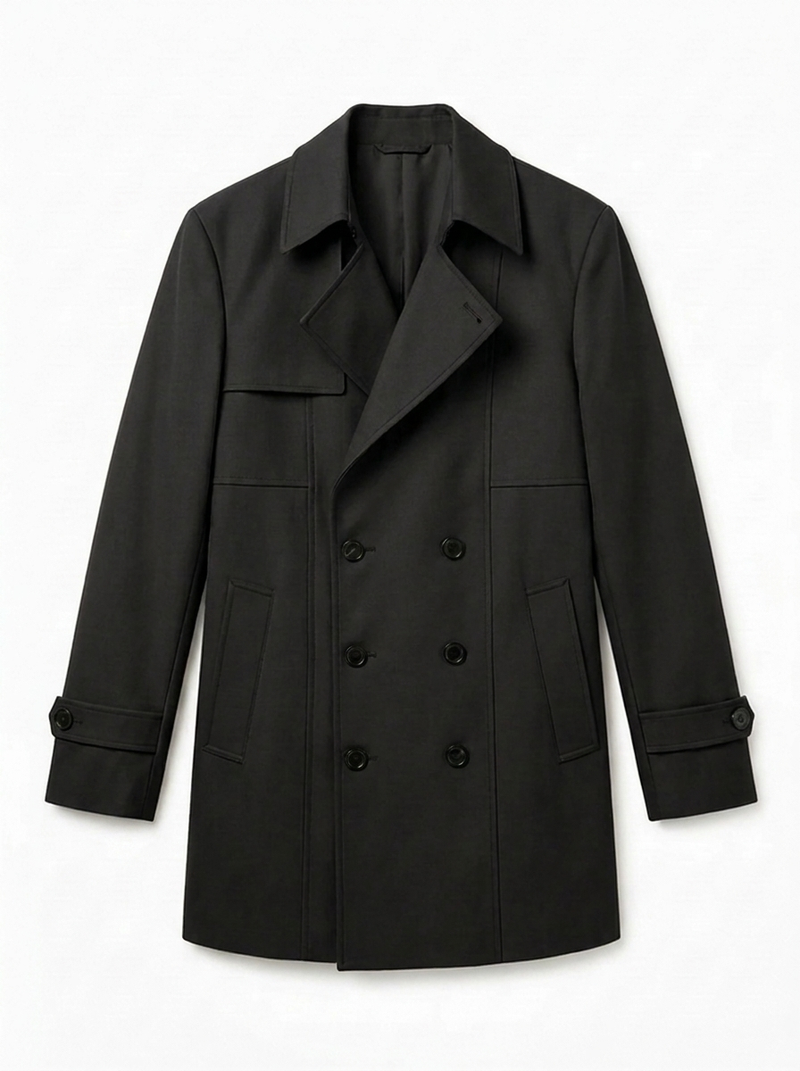 Double Breasted Trench · Black
