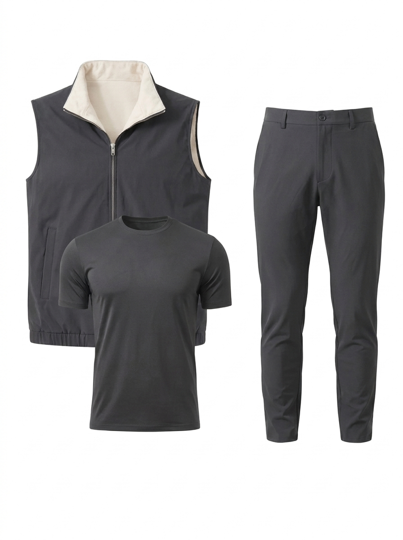 Triple Gilet Set Grey