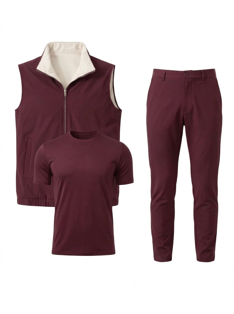 Triple Gilet Set Bordeaux