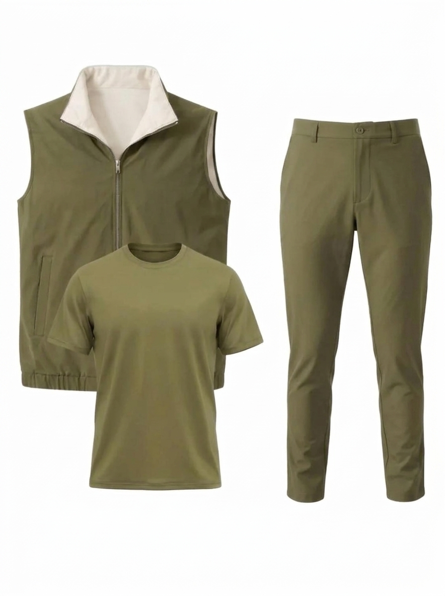 Triple Gilet Set Olive