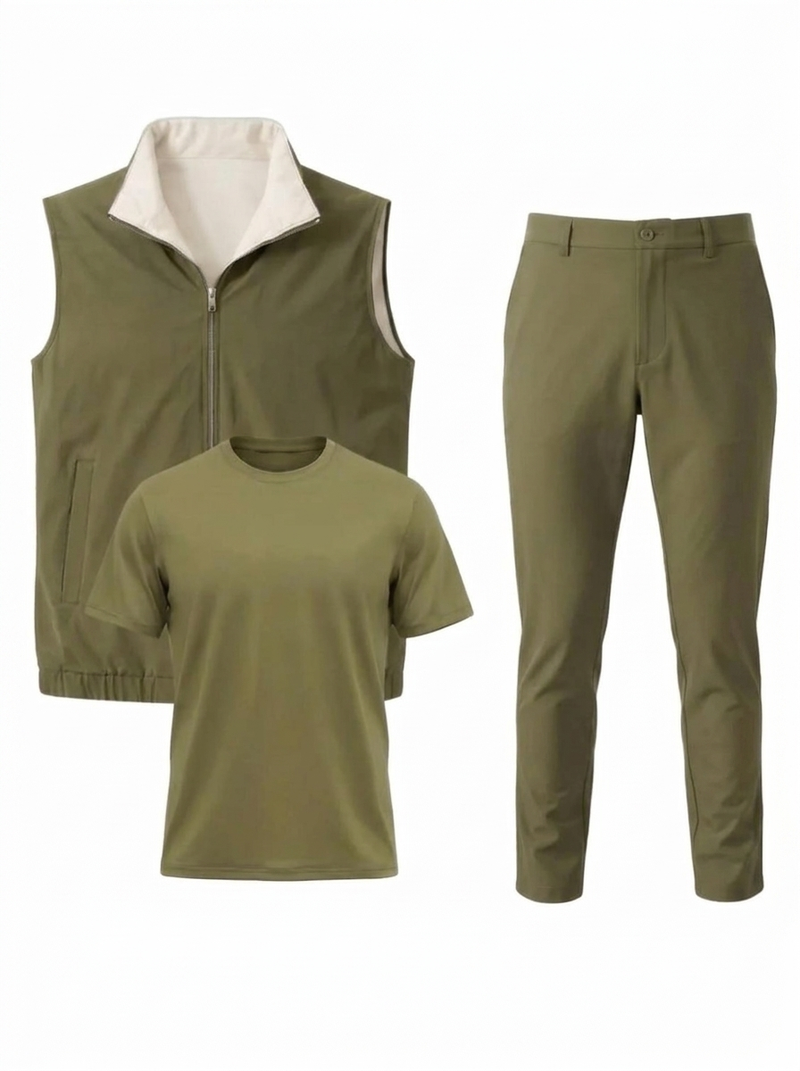 Triple Gilet Set Olive