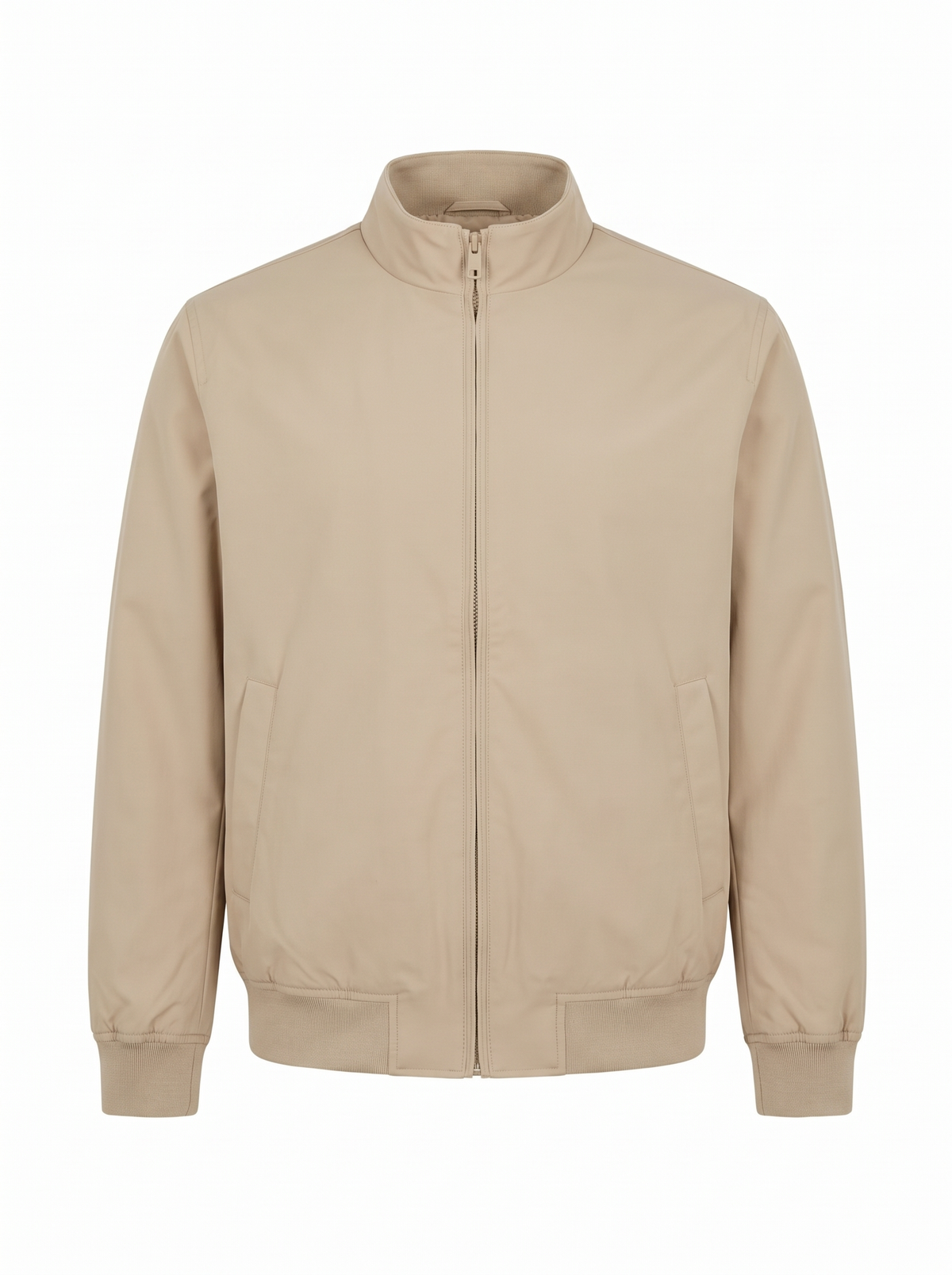 Stand Collar Zip Jacket Beige