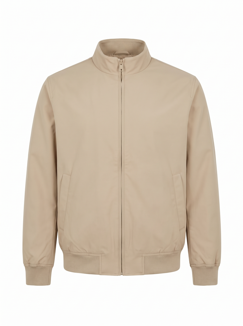 Stand Collar Zip Jacket Beige