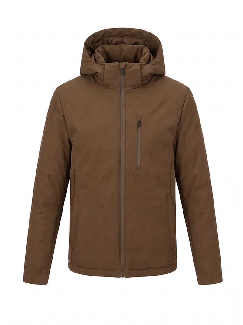 Padded Hood Jacket Brown