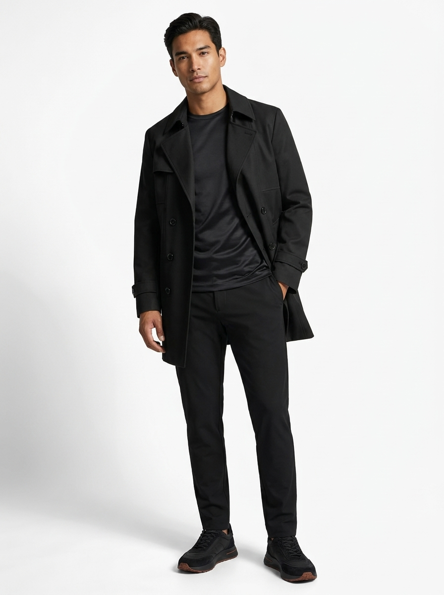 Double Breasted Trench Black