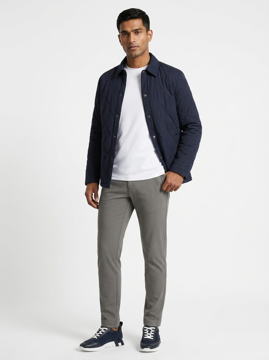 Quilted Coach Jacket Navy