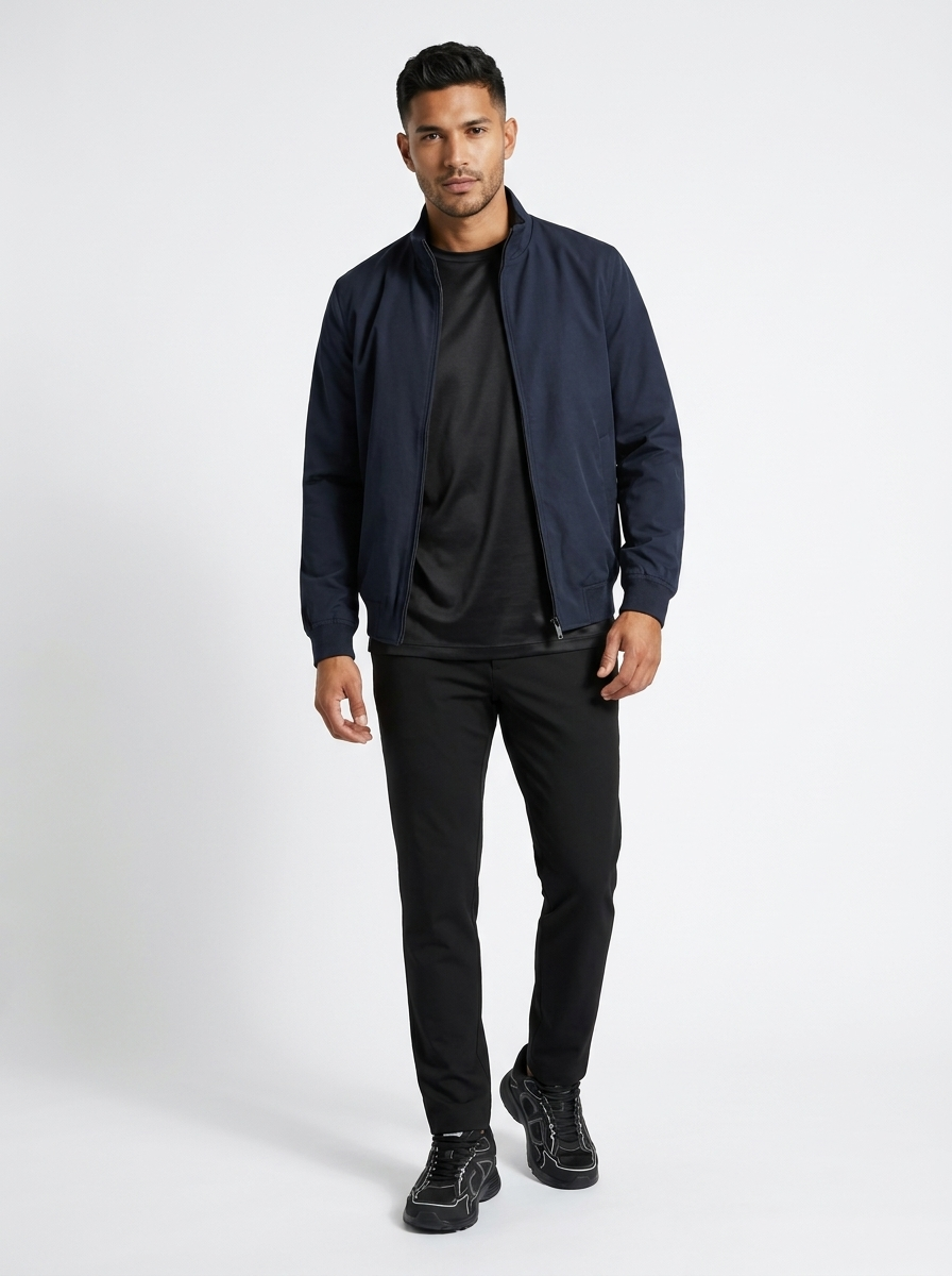 Stand Collar Zip Jacket Navy