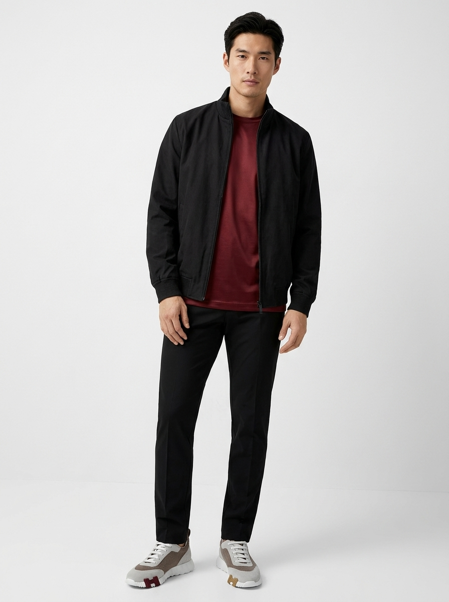 Stand Collar Zip Jacket Black