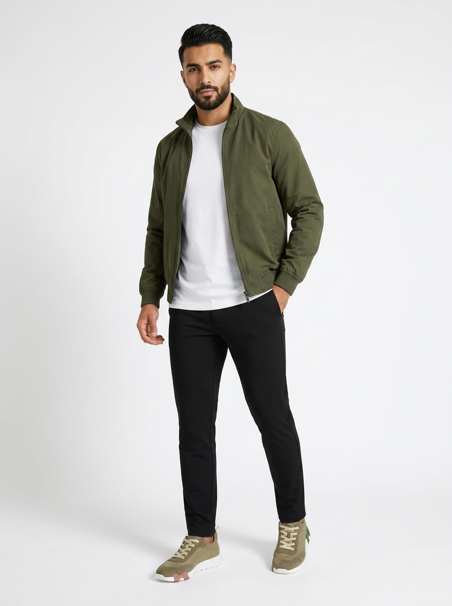 Stand Collar Zip Jacket Olive