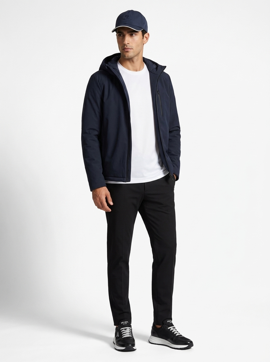 Padded Hood Jacket Navy