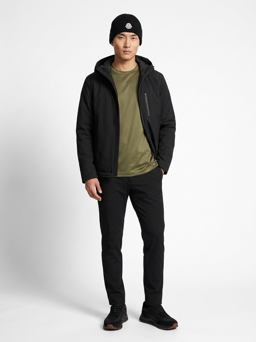 Padded Hood Jacket Black