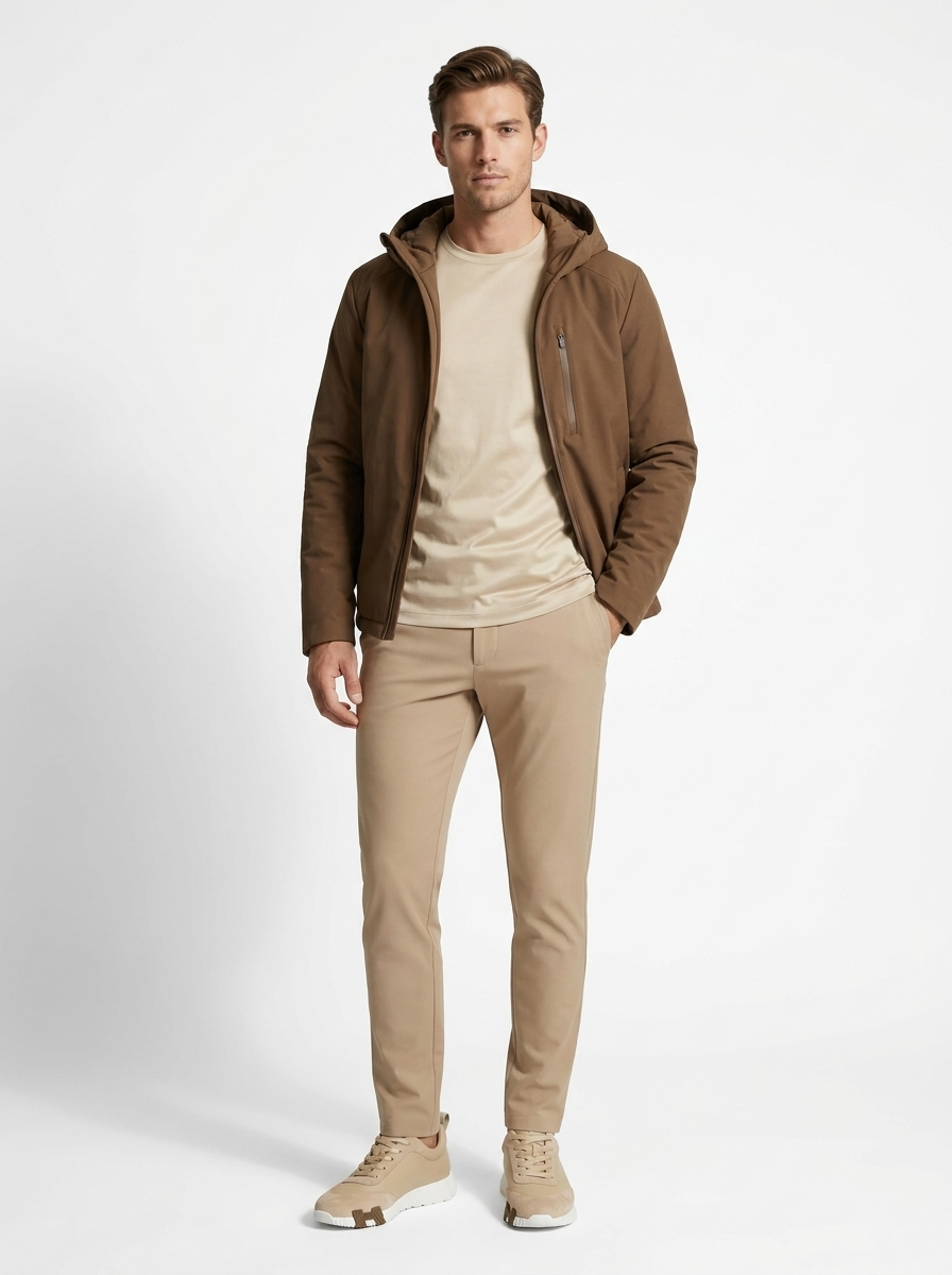 Padded Hood Jacket Brown